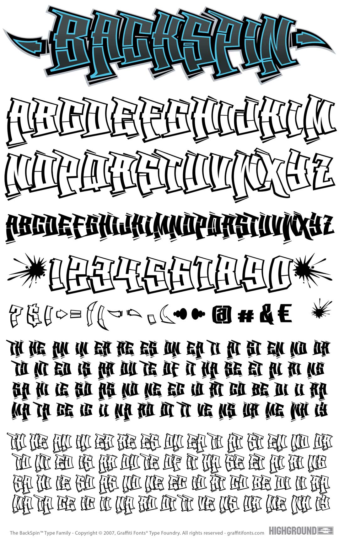 Backspin Outline Type Specimen