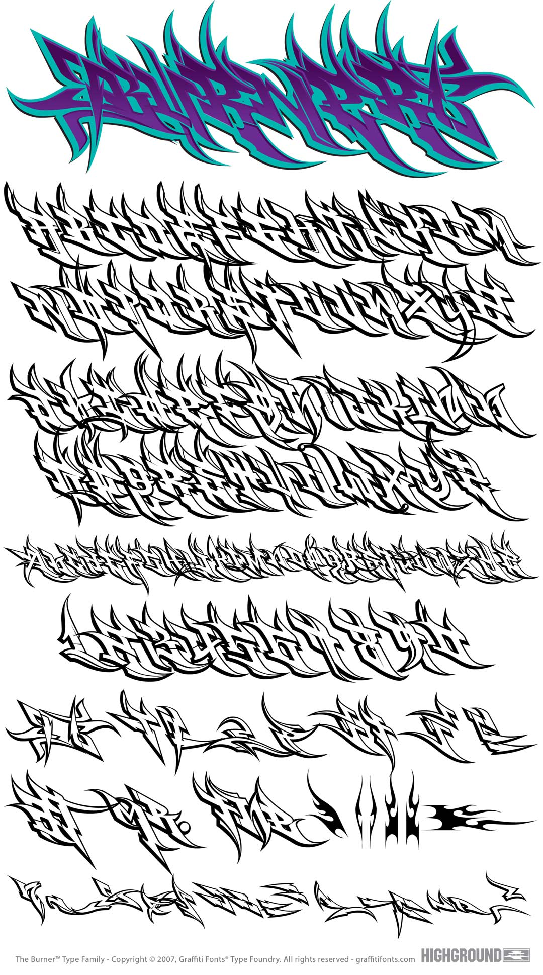 Burner Outline Type Specimen