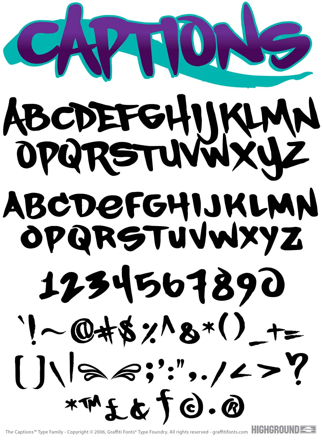 Captions Type Specimen