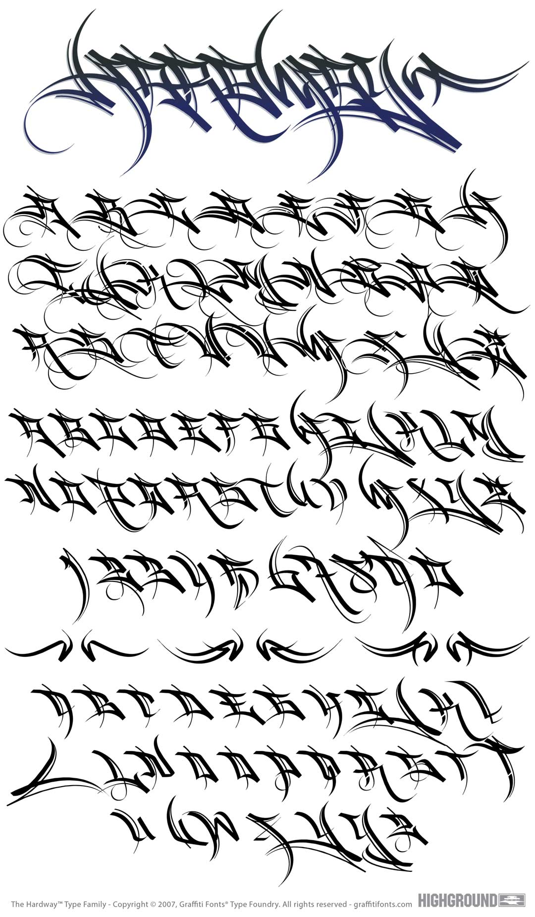 HardWay Caps Type Specimen