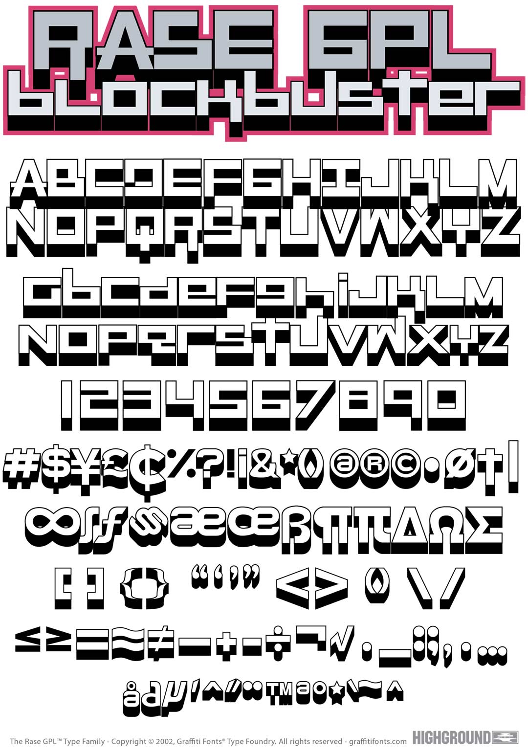 Rase GPL Outline Type Specimen