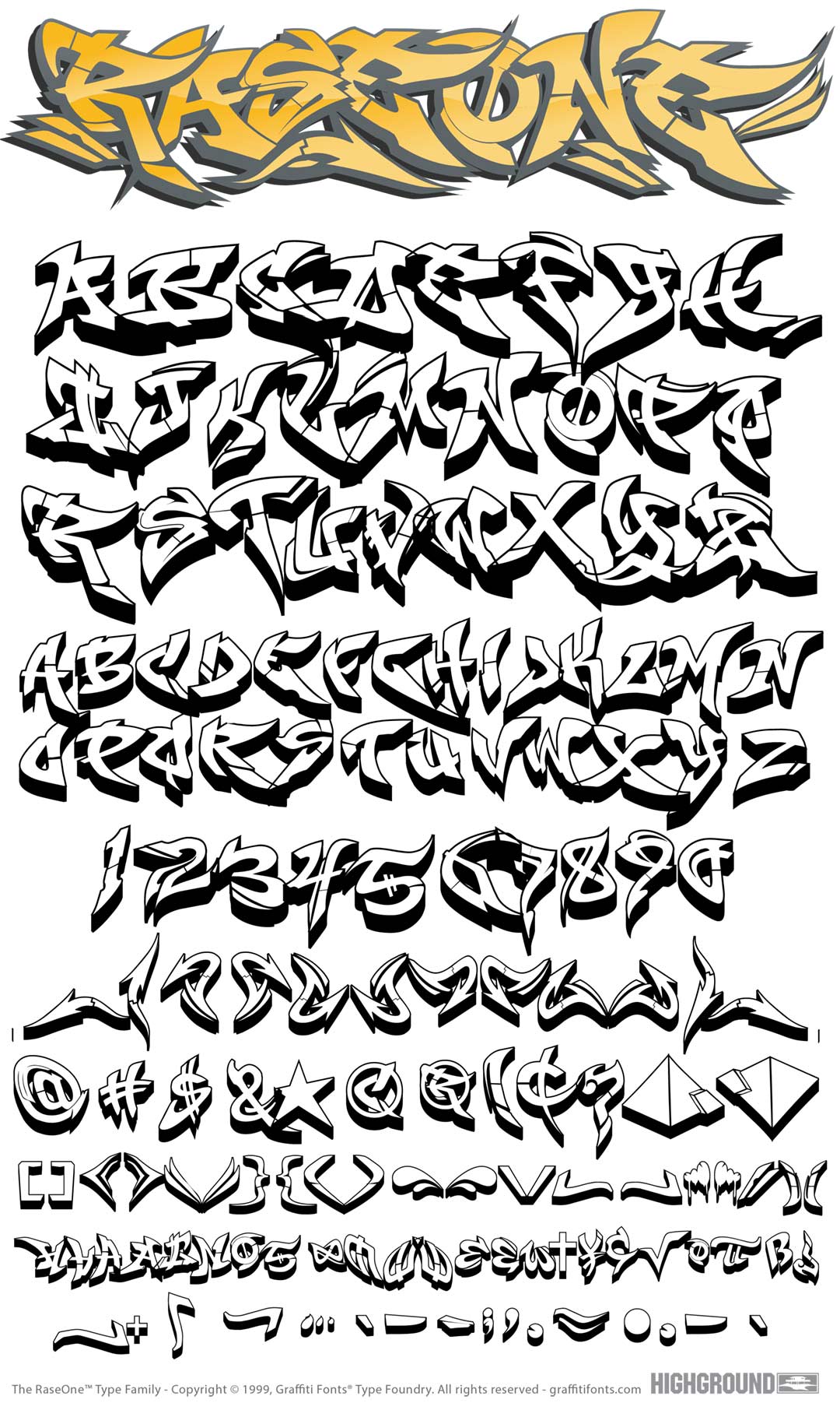 RaseOne Fat 3D Type Specimen