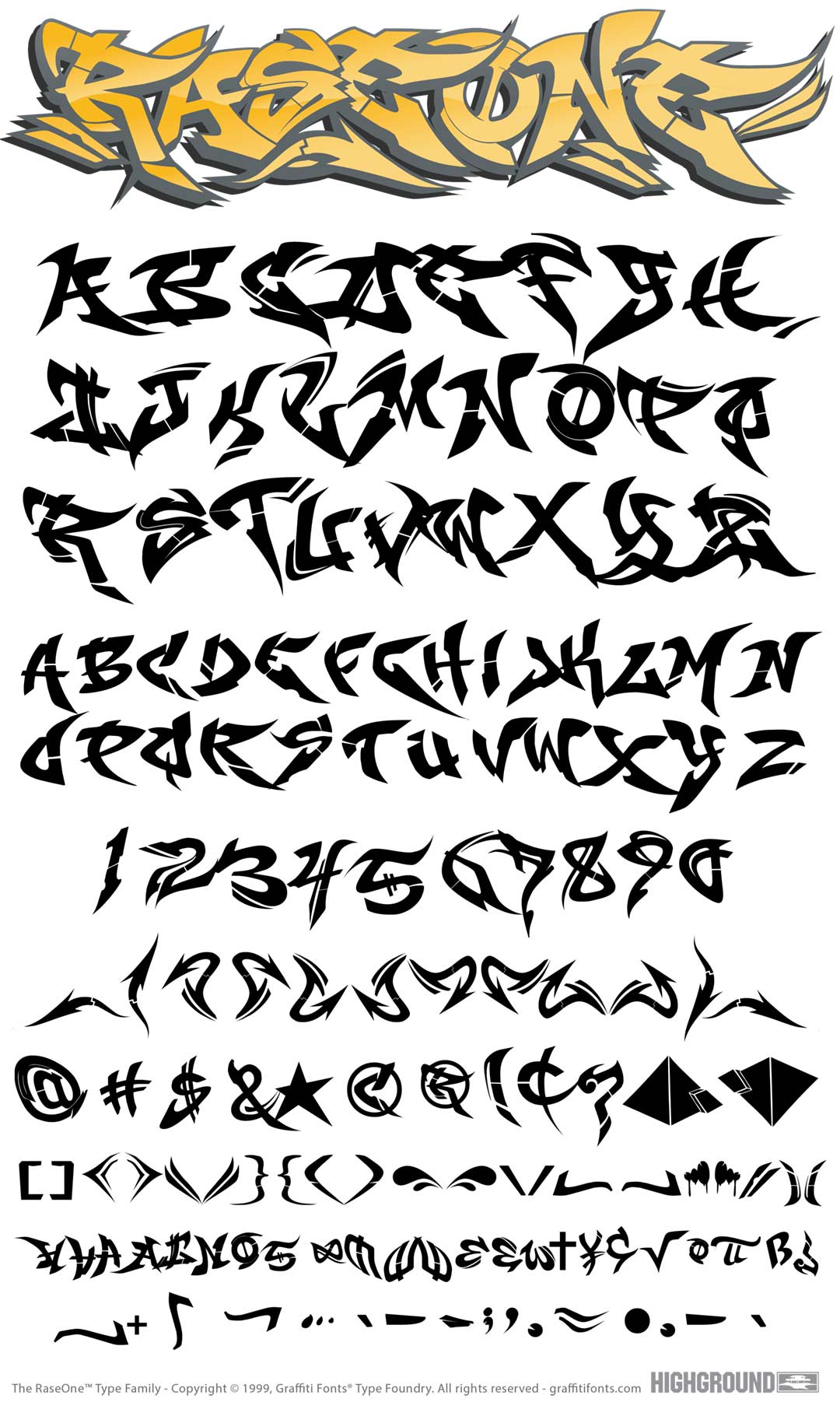 RaseOne Fill Type Specimen