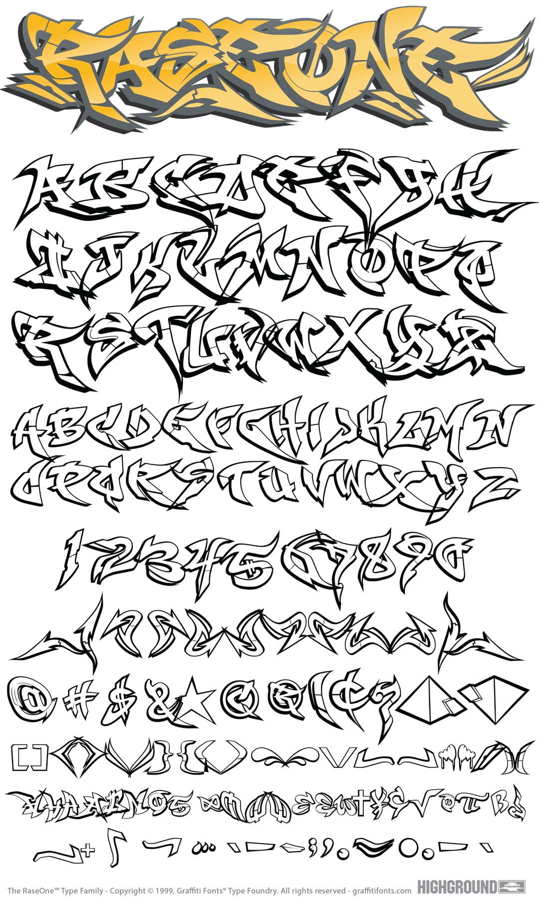 RaseOne Outline Type Specimen