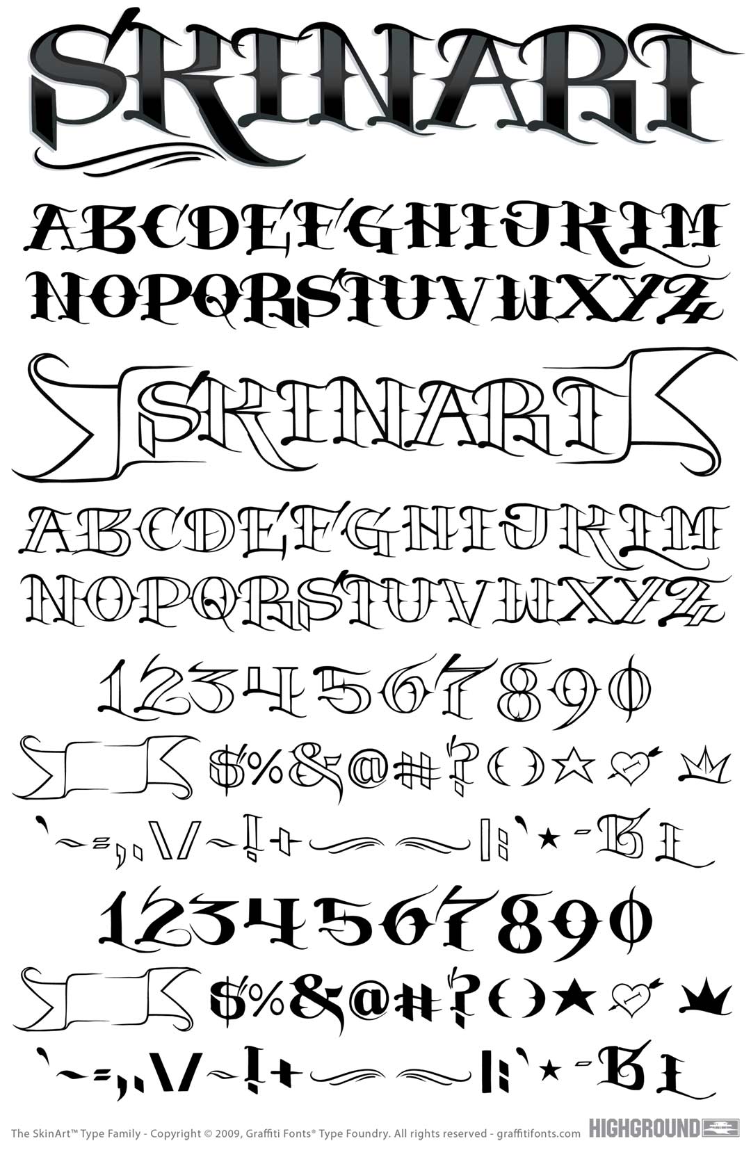 SkinArt Type Specimen