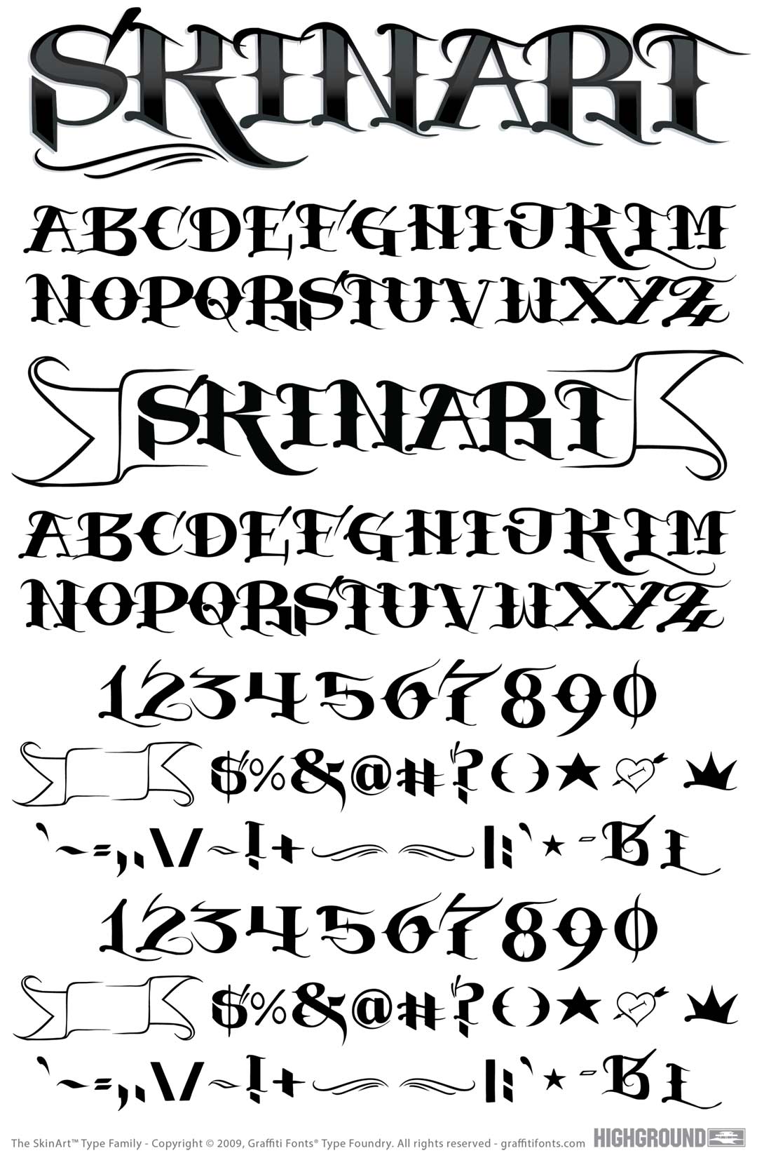 SkinArt Black Type Specimen