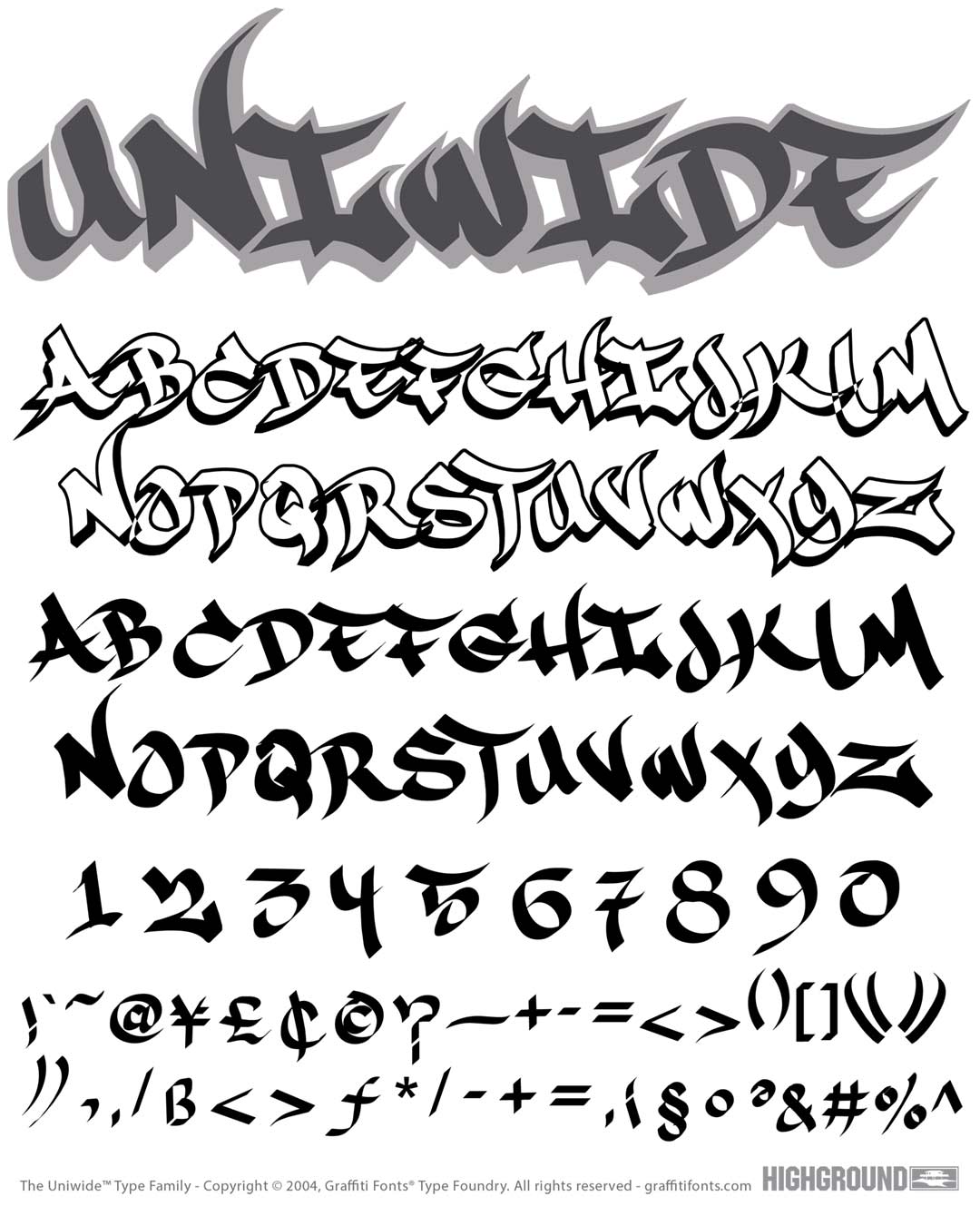 UniWide Type Specimen