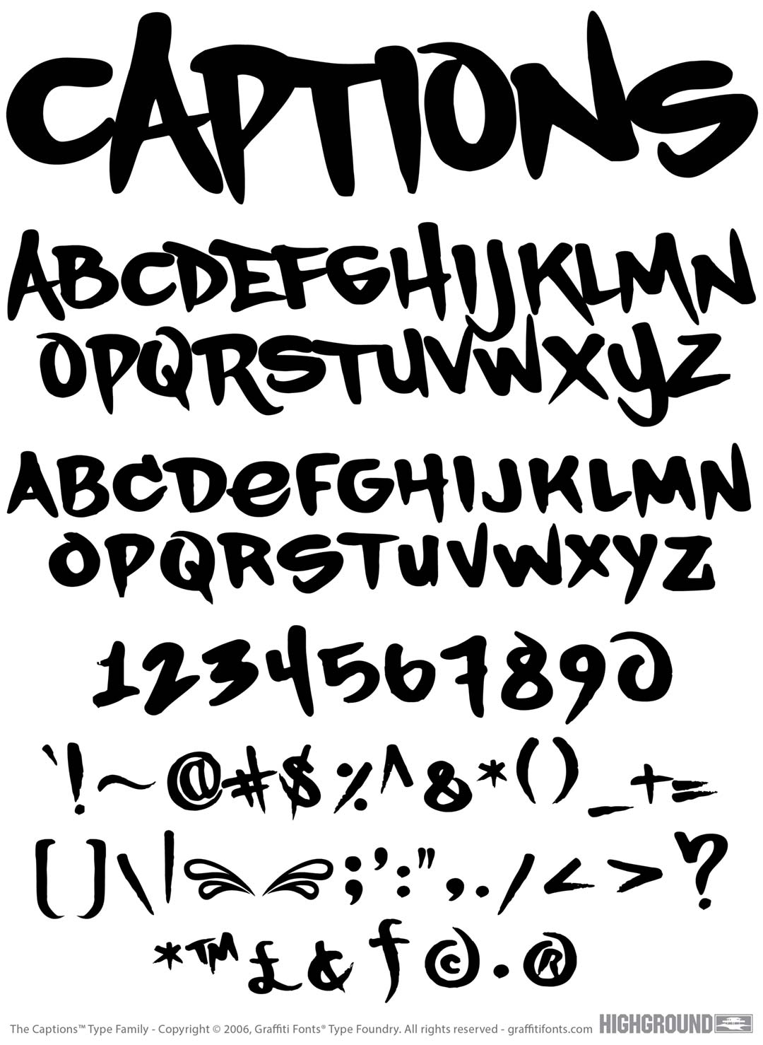 Captions Free Type Specimen