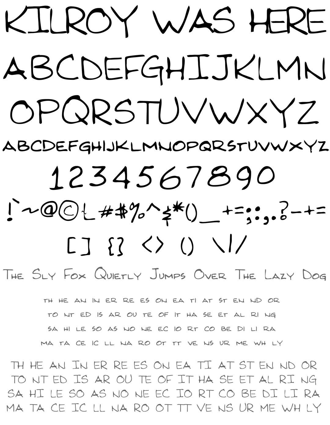 Kilroy Was Here Type Specimen