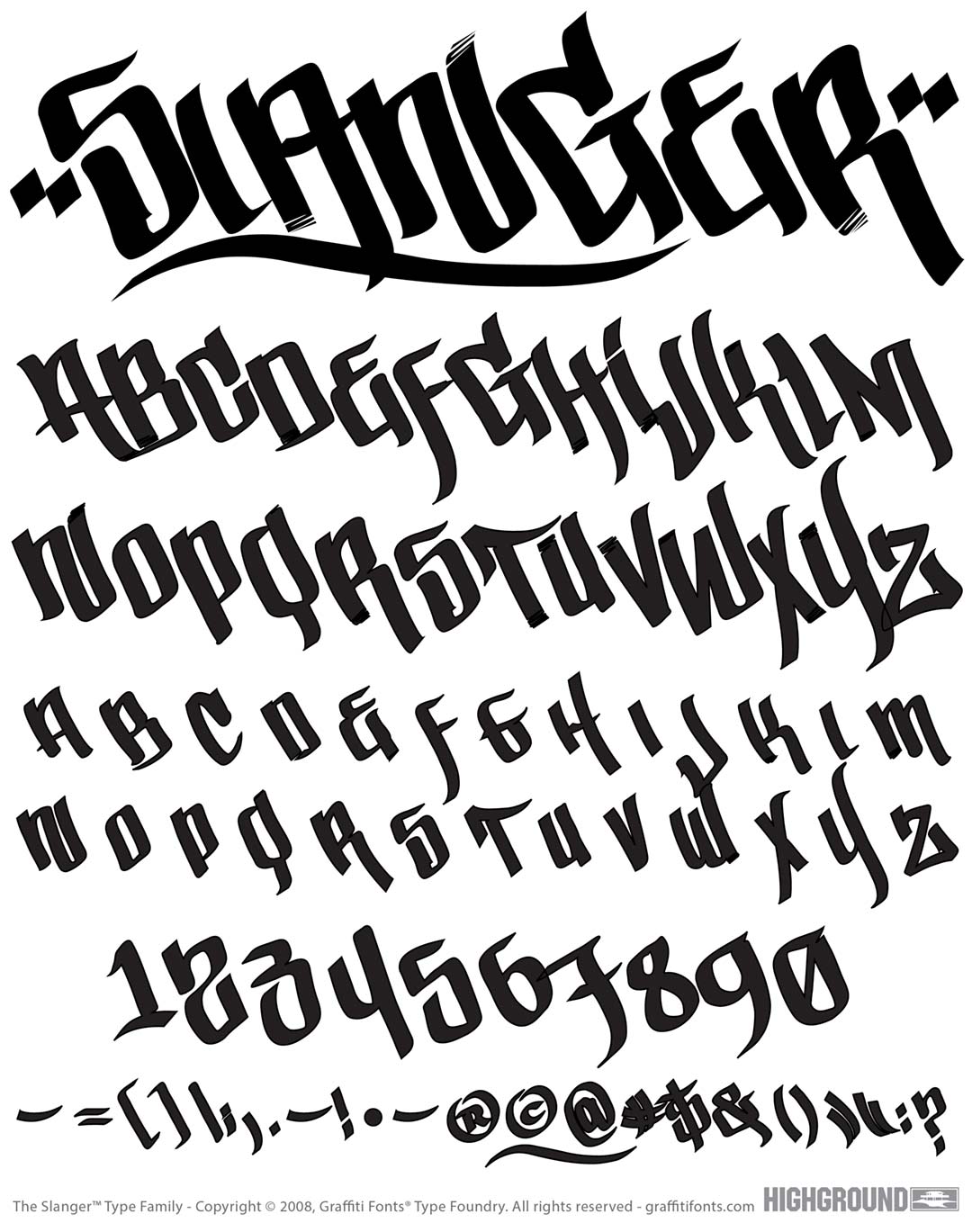 Slanger Free Type Specimen