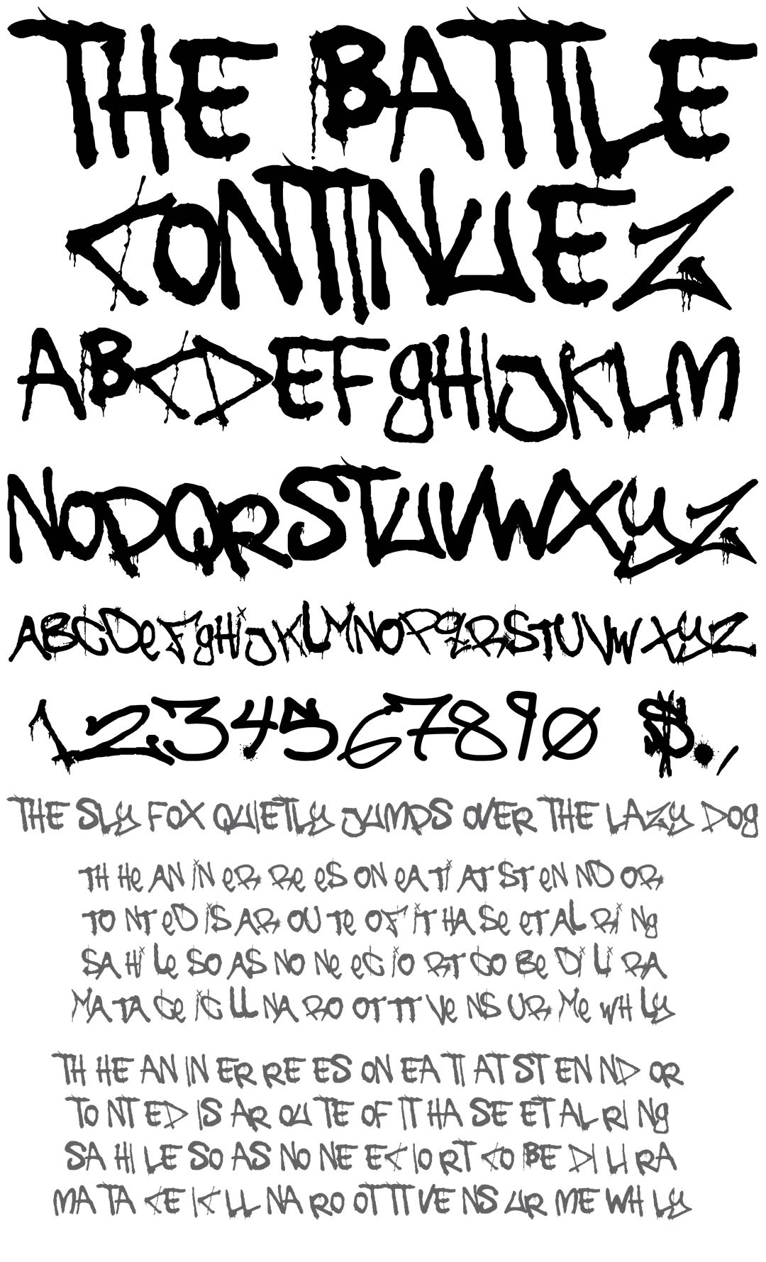 The Battle Continues Type Specimen